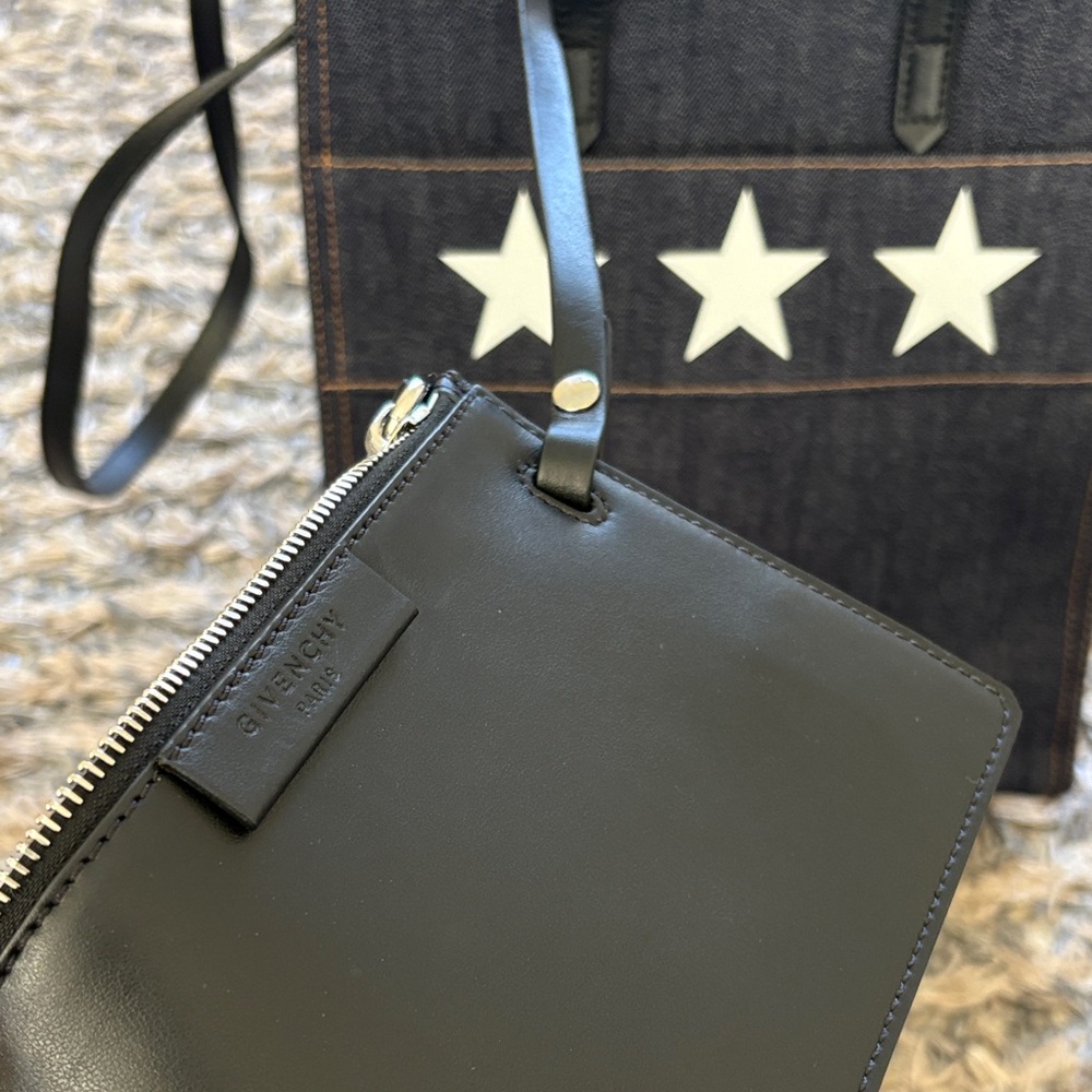 Givenchy Star Denim Leather Tote, Leather Handles, Removable Strap + Zip Pouch - Picture 12 of 15